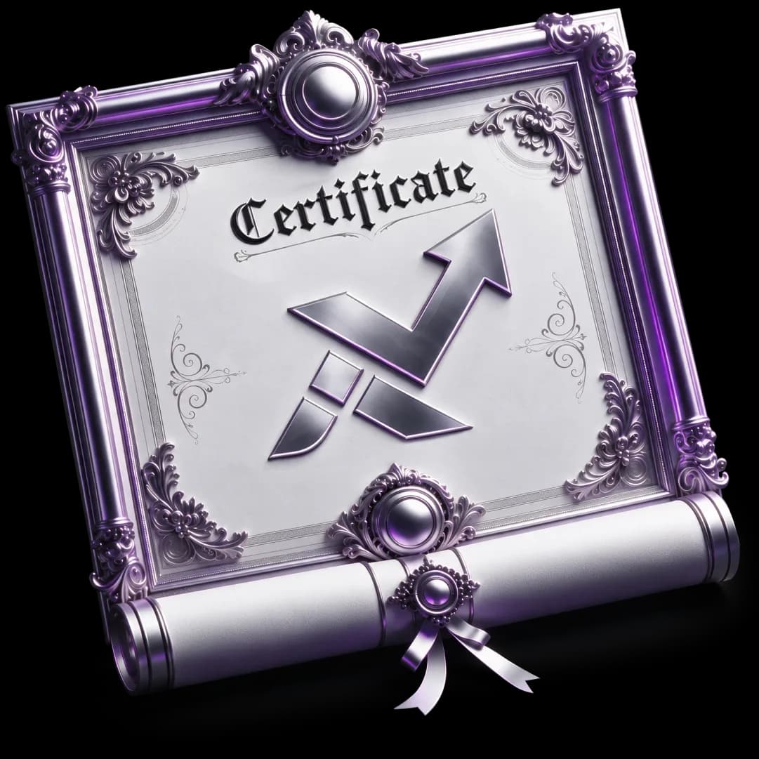 Ornate silver certificate frame with the Inveslo arrow
