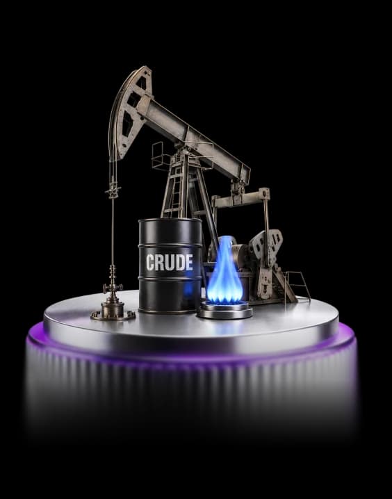 Oil pump jack and fuel barrel on a display pedestal